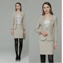 Europe style high quality beige office work skirt suit help desk staff uniform