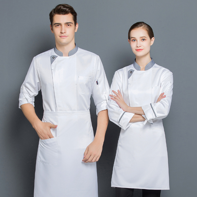 contrast collar right open chef jacket chef uniform