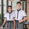 classic fashion stripes collar waiter and waitress shirt work uniform