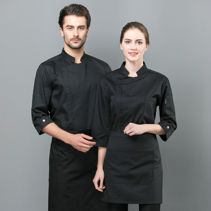 upgrade chef invisual button long sleeve restaurant baker chef uniform workwear
