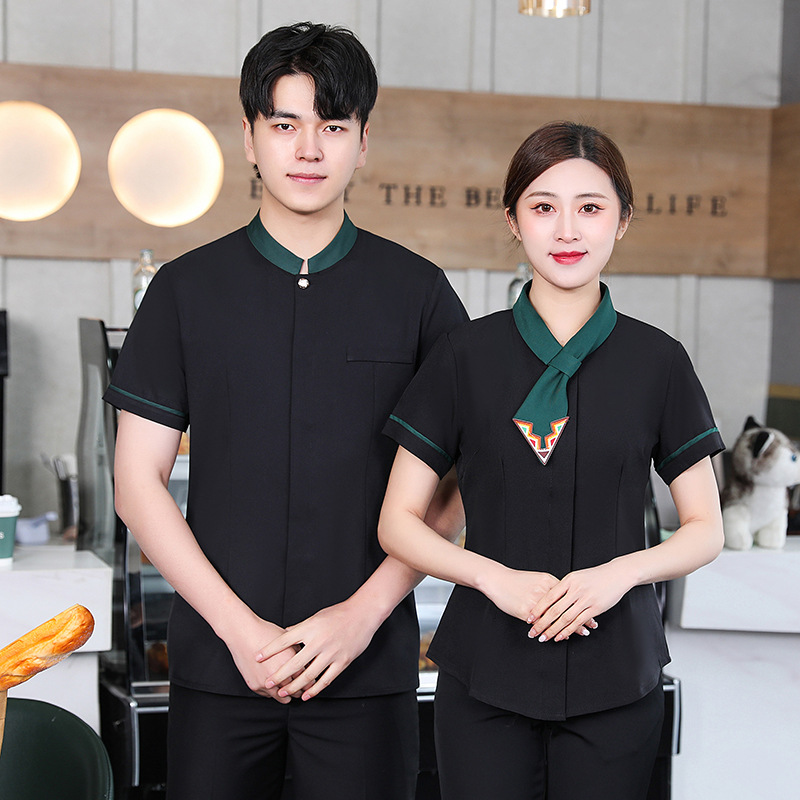 Korea restaurant uniform working blouse 