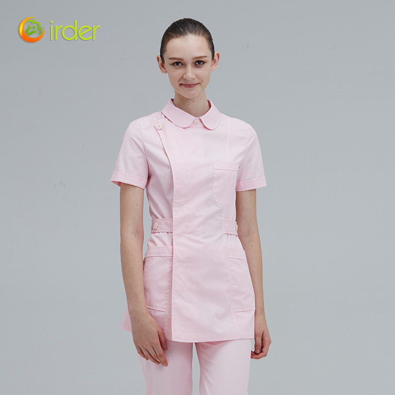pink side opening lovely peter pan collar women nurse coat nurse uniform
