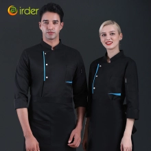 blue hem long sleeve chef jacket working uniform