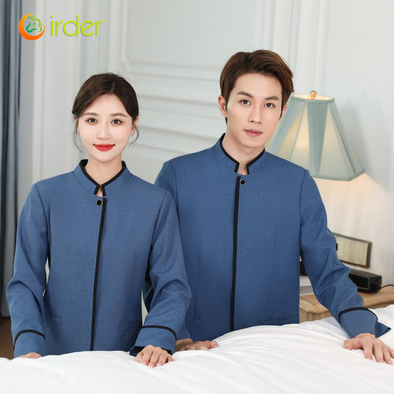 Mandarin collars chinese reataurant hotel store housekeeping worker uniform blouse