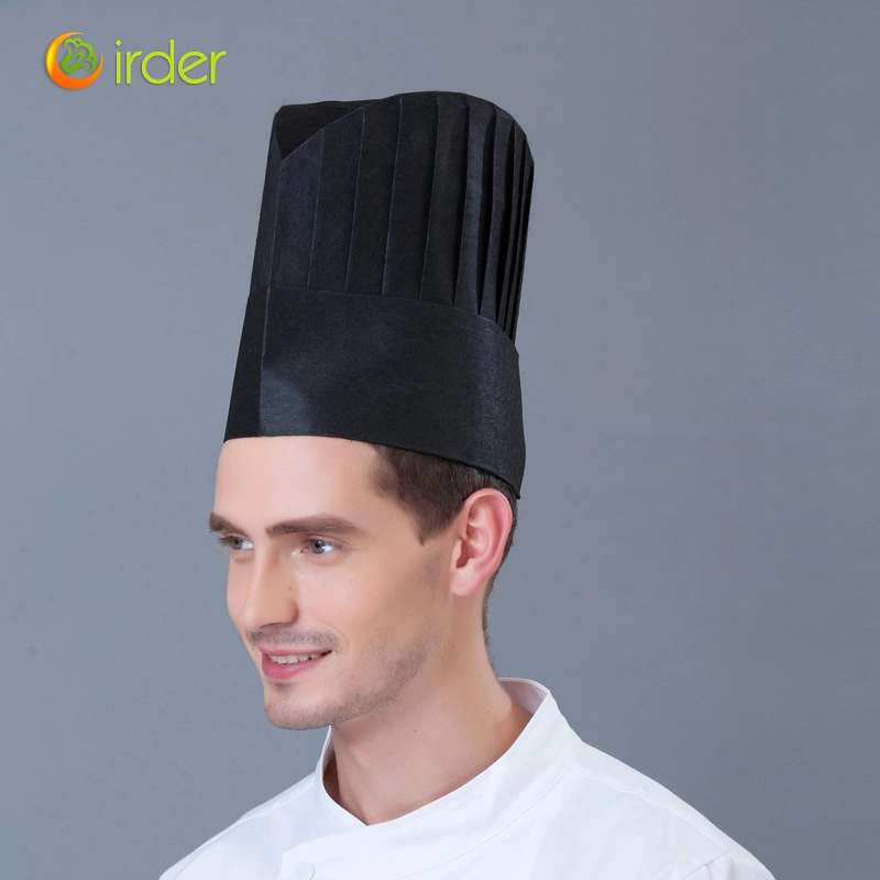 plant fiber black disposable chef hat 23cm round top paper hat