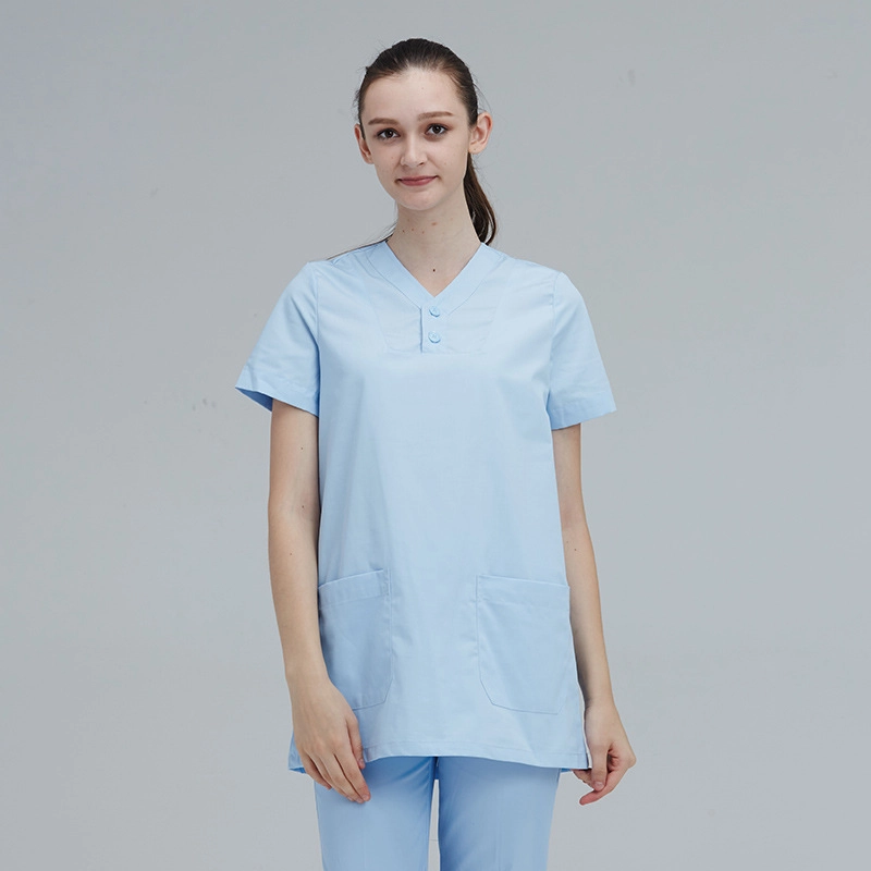 high quality v collar two buttons women doctor nurse scrubs suits blouse pant