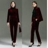 wine color pleuche pant suit shop staff women autumn work suit