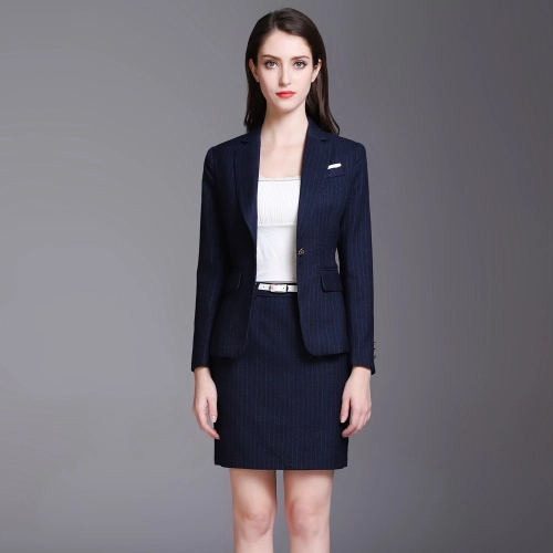 navy color dot stripes women work suits office uniform wholesale