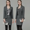 grey one button company work unform skirt suits Europe style