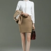 light brown business women office work suit teacher uniform