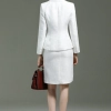 long sleeve fashion white floral printing women work suits staff clerk uniform