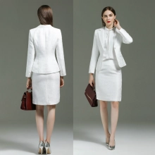 long sleeve fashion white floral printing women work suits staff clerk uniform