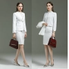 long sleeve fashion white floral printing women work suits staff clerk uniform