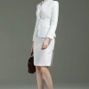 long sleeve fashion white floral printing women work suits staff clerk uniform