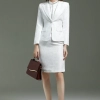 long sleeve fashion white floral printing women work suits staff clerk uniform