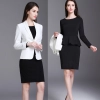 Korea style white women blazer suits slim fit black dress