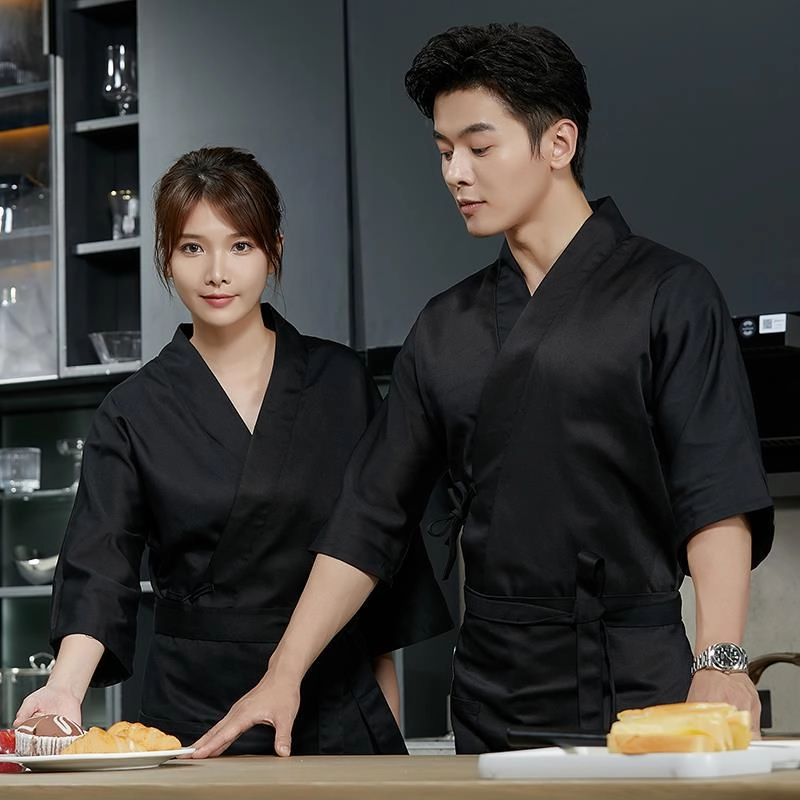 2025 japanese style floral print sushi restaurant chef blouse jacket 