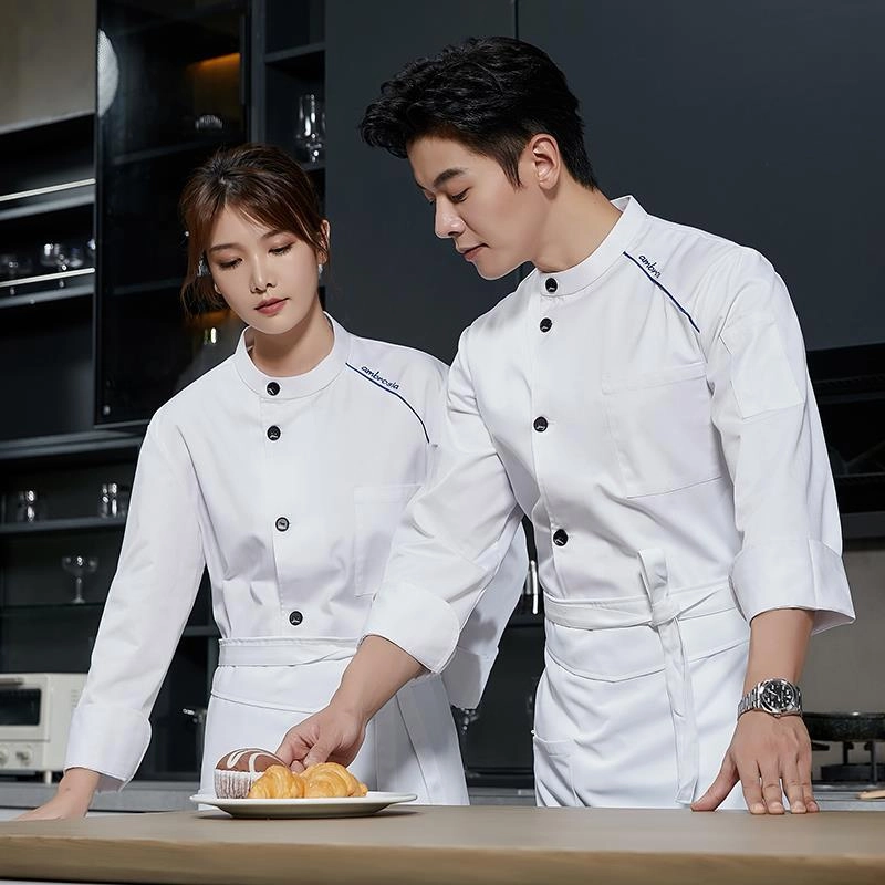 Korea design young chef jacket 2025 long sleeve autumn chef uniform
