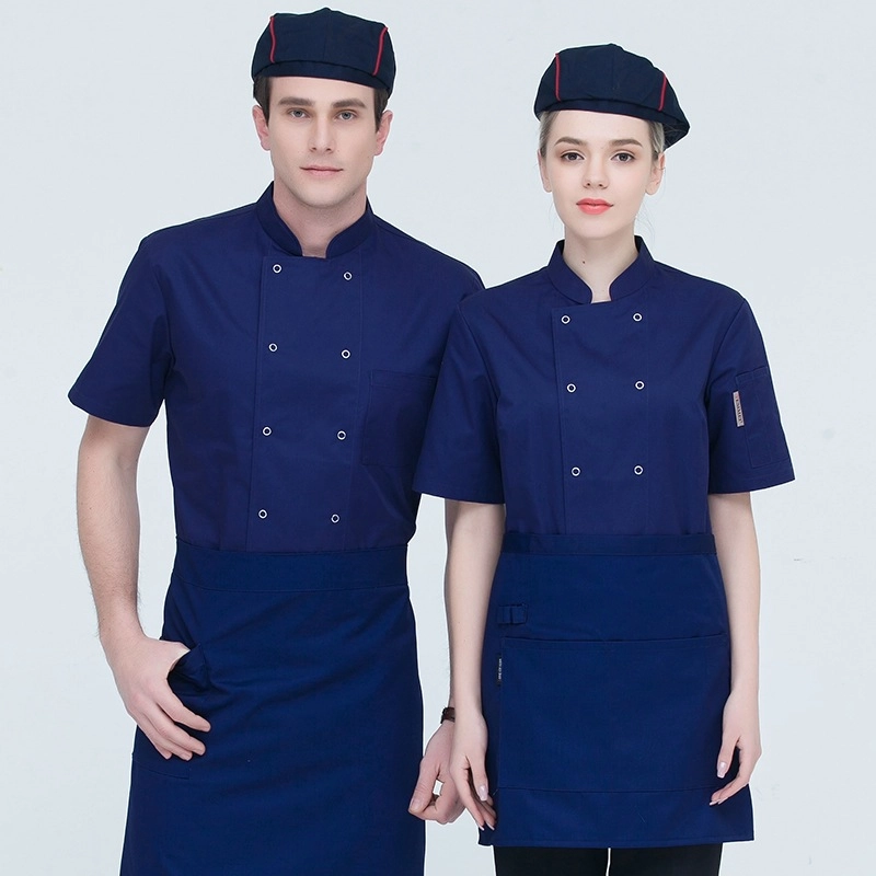 navy blue double breasted button chef jacket