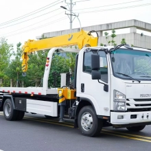 Isuzu ELF Flatbed Tow Truck with Crane